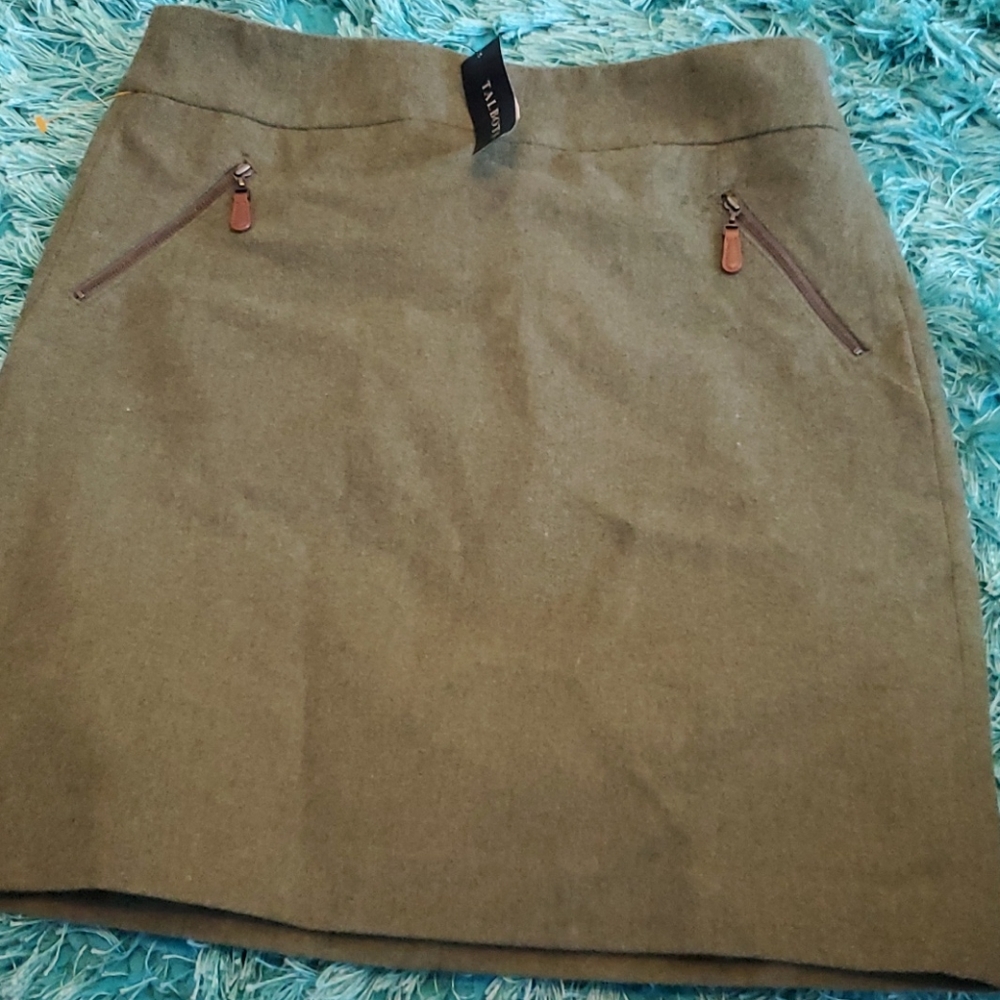 nwt women's talbots green wool skirt $99 sz 6